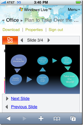 Picture of a PowerPoint slide viewed on a mobile phone