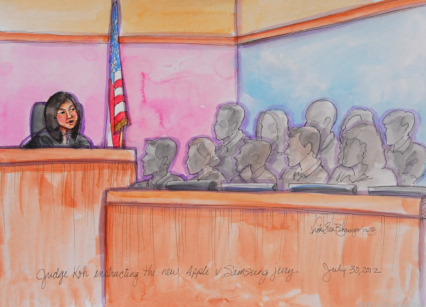 U.S. District Court Judge Koh speaks with jurors earlier in the trial.