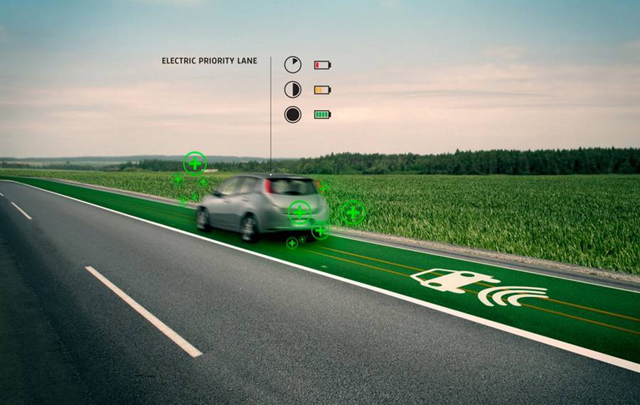 專用電動(dòng)車道，能為行駛中的電動(dòng)汽車充電