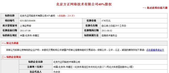北京方正網(wǎng)絡(luò)技術(shù)有限公司40%股權(quán)