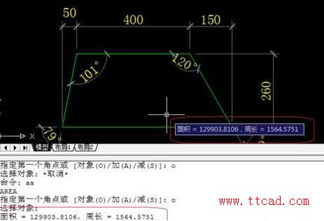 CAD怎樣測量圖形面積周長