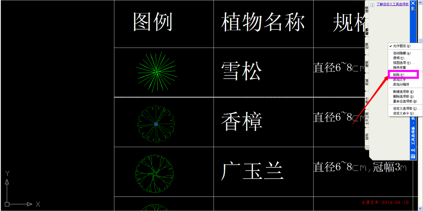 自定義工具選項(xiàng)板之直接調(diào)用圖塊