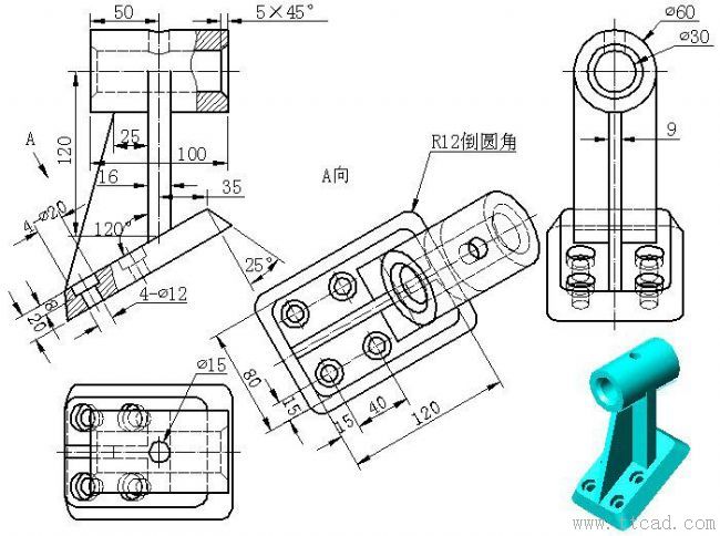 機械CAD三維練習(xí)題100題(11~20)