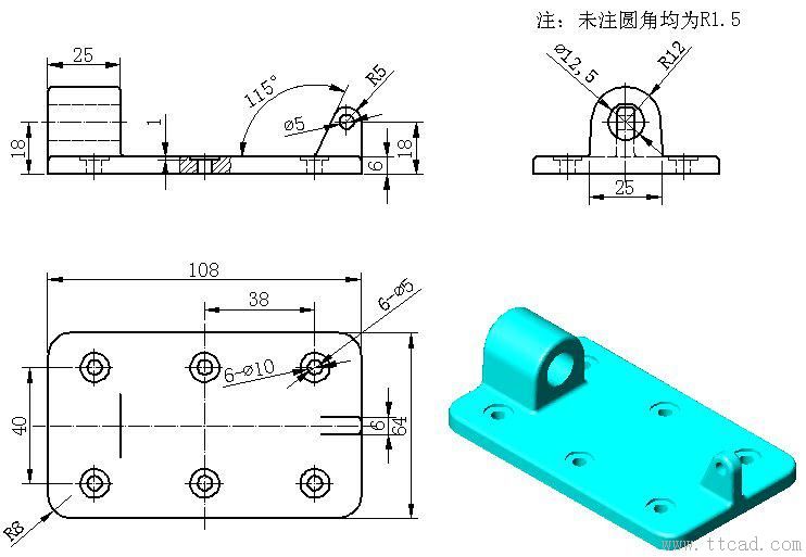 機(jī)械CAD三維練習(xí)題100題(51~60)