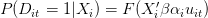 P(D_{it}=1|X_i)=F(X_i'\beta+\alpha_i+u_{it})