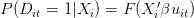 P(D_{it}=1|X_i)=F(X_i'\beta+u_{it})