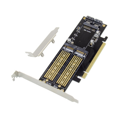 三合一PCI-E X16 M.2 NGFF 固態(tài)硬盤擴(kuò)展卡B&M mSATA NVMe轉(zhuǎn)接卡